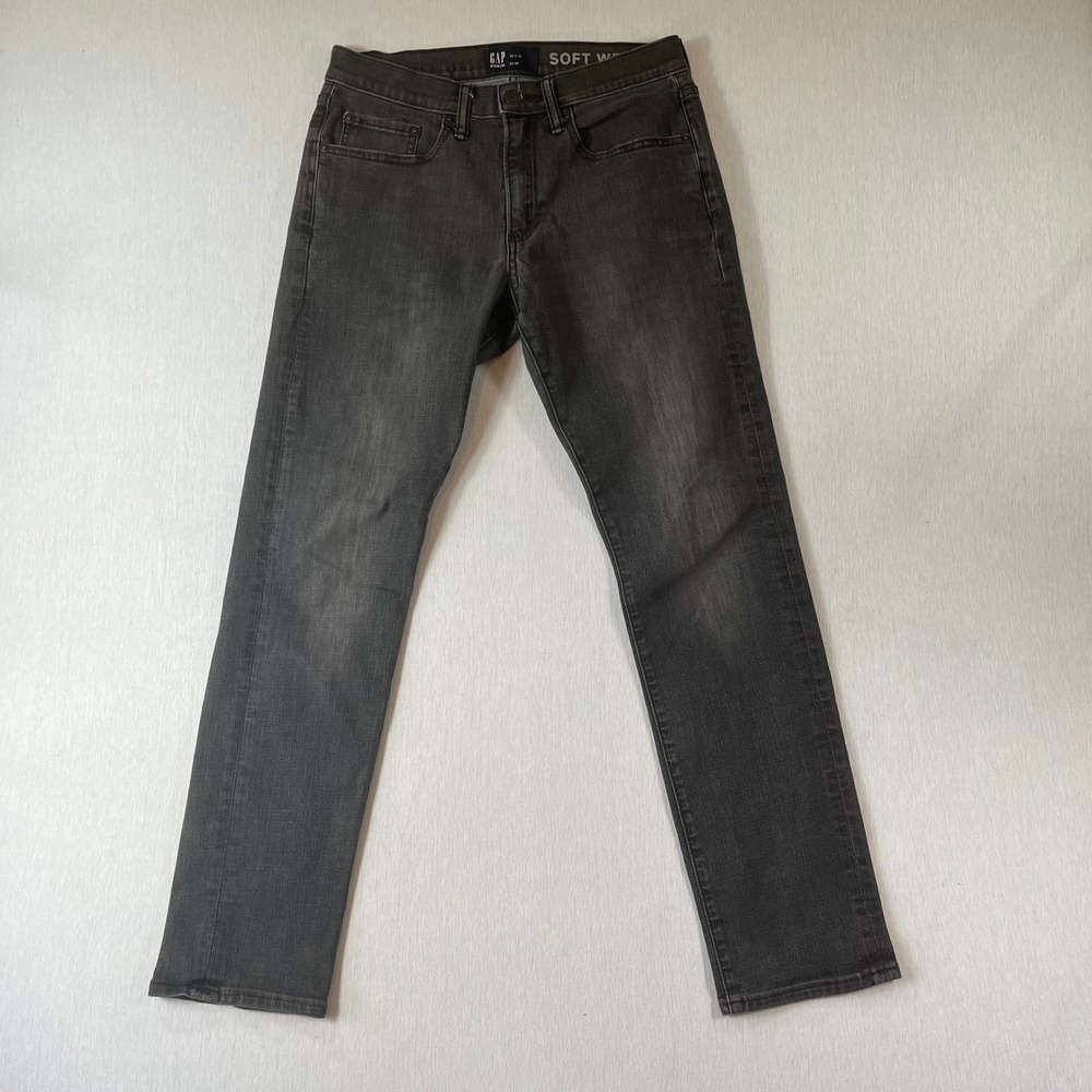 Gap Soft Wear Slim Fit Jeans Mens 30x30 (Fit 30x29) Faded Black Denim Pants